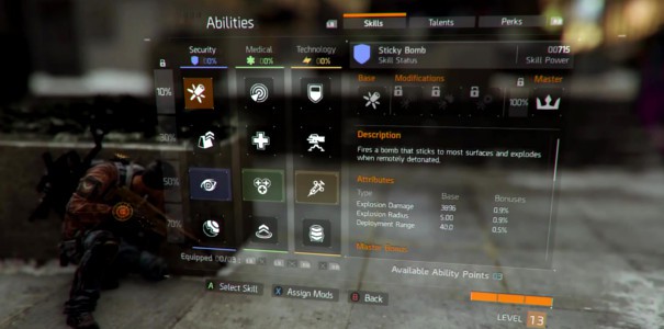 Umiejętności i ich modyfikacje na zwiastunie Tom Clancy's The Division