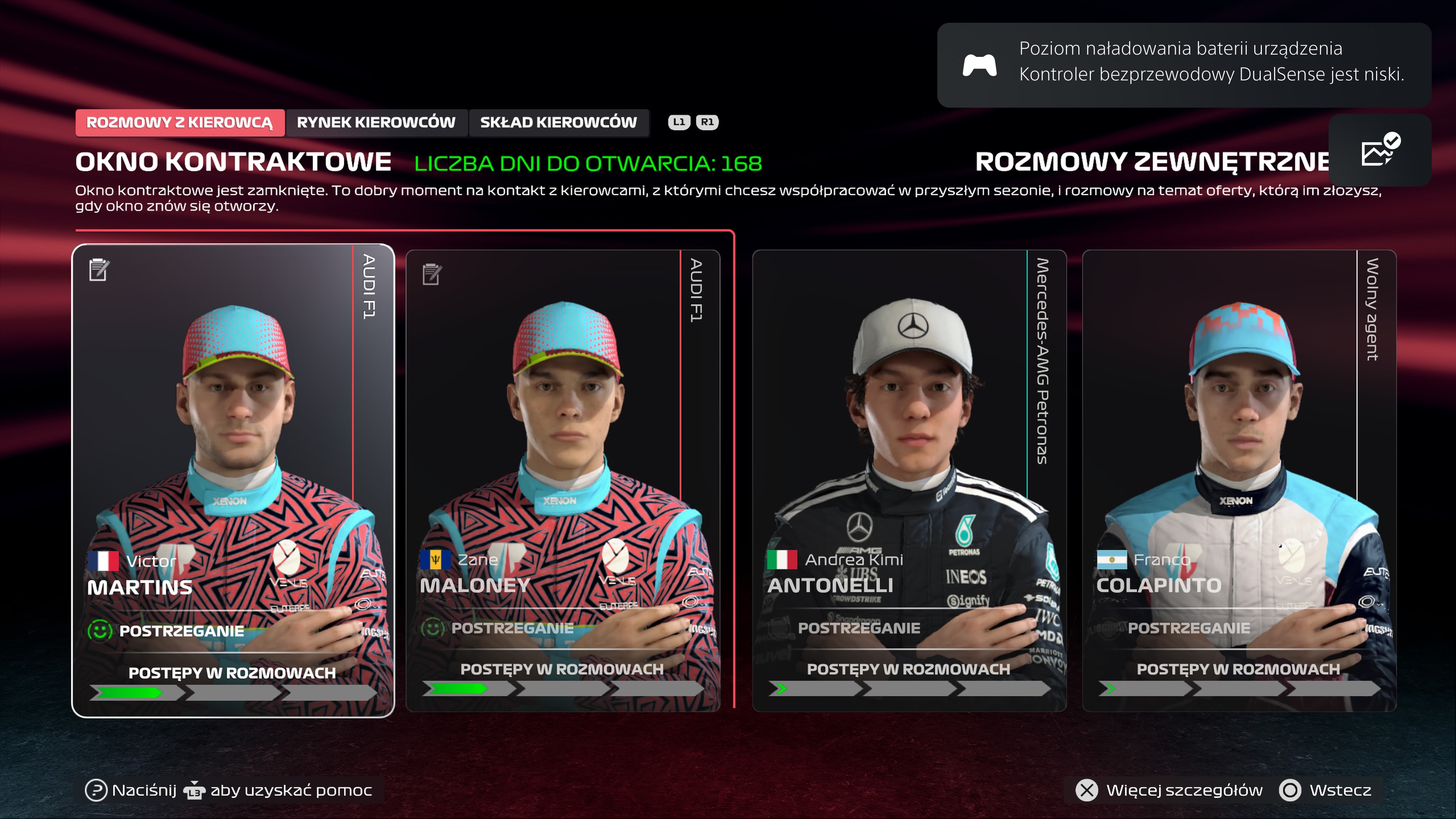 F1 25 - Kontrakty, transfery kierowców, postrzeganie zespołu: jak kupić kierowcę w MyTeam?