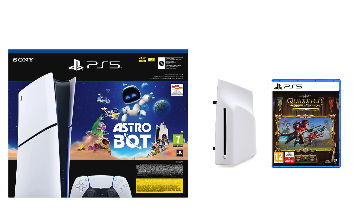 Porządny zestaw PS5 Slim Digital z napędem + Astro Bot + Quidditch za 2479 zł. Sama konsola za 1749 zł