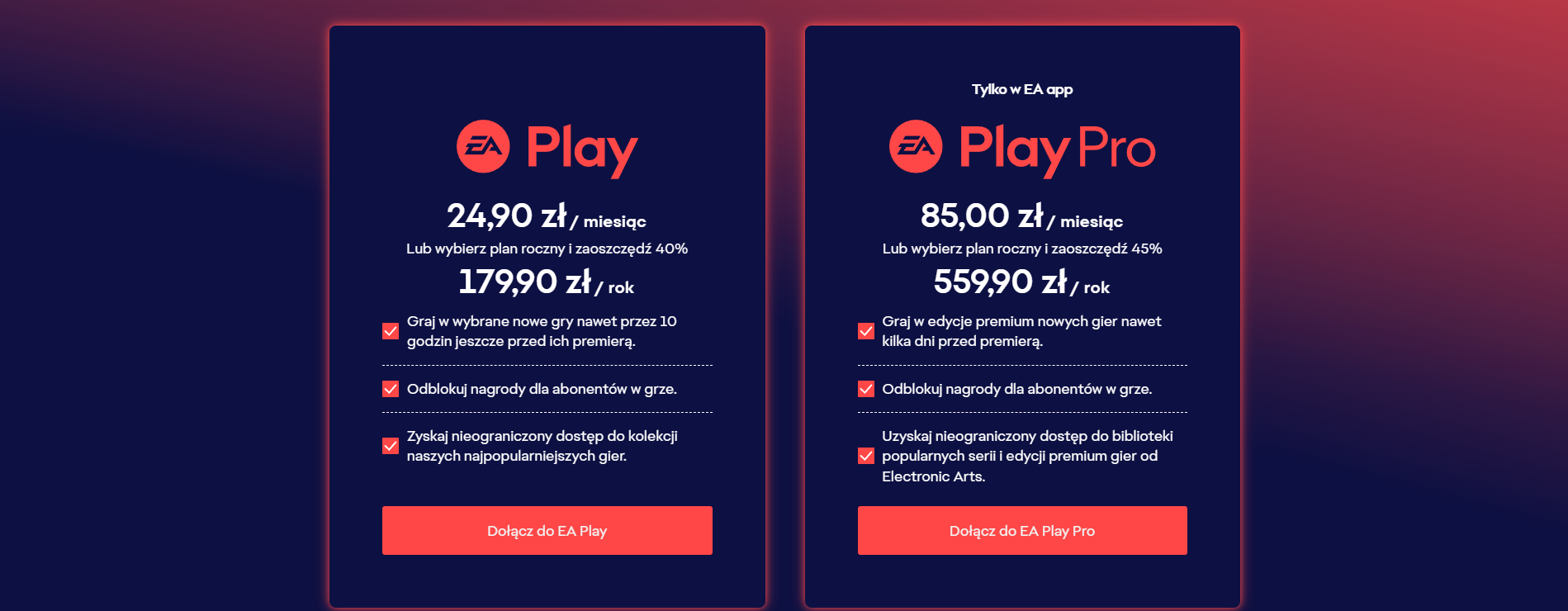 EA Play nowe ceny