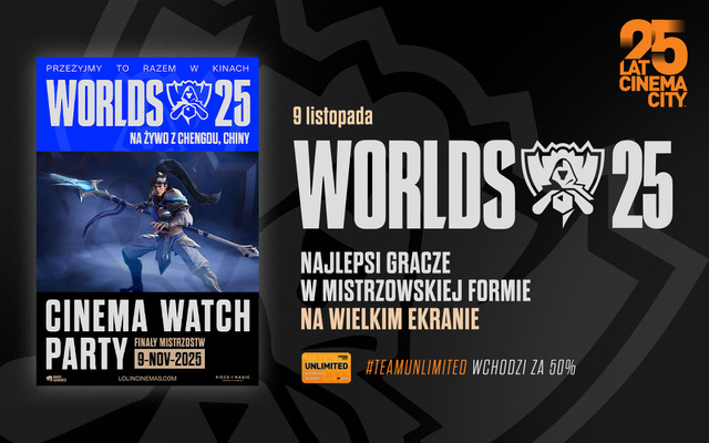Mistrzostwa “Worlds 2025” na wielkim ekranie! Finały League of Legends obejrzycie w Cinema City