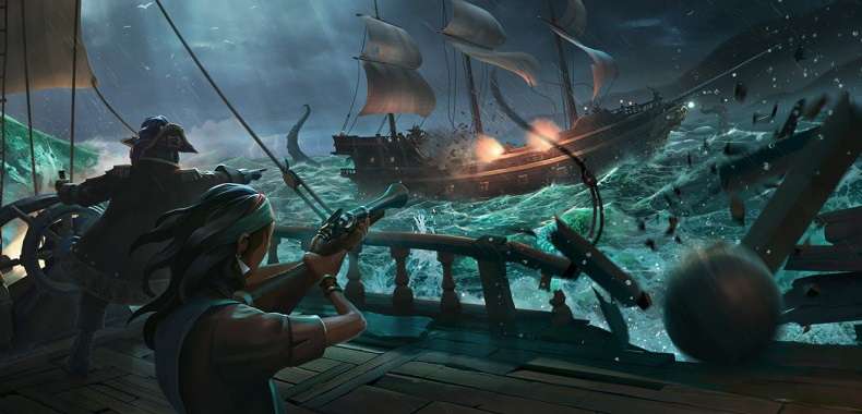 Sea of Thieves. Gameplay przedstawia starcie statków