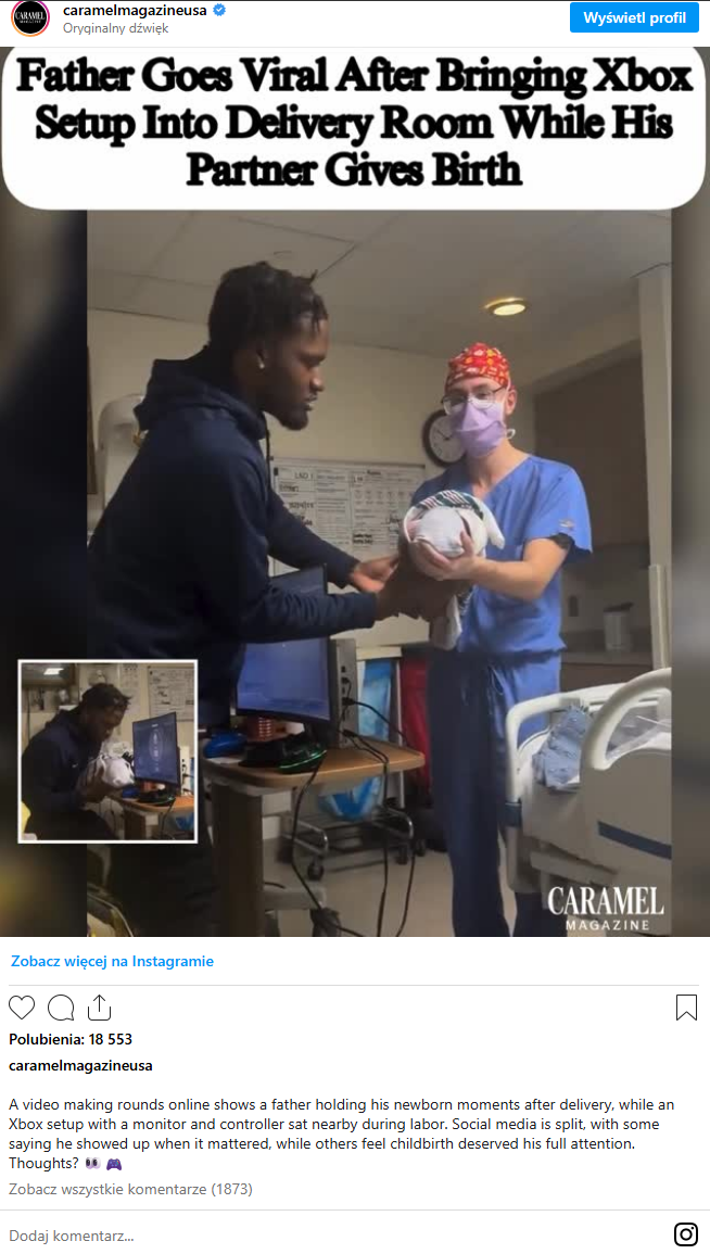 Ojciec na medal. Grał na Xboxie w szpitalu, gdy jego żona rodziła