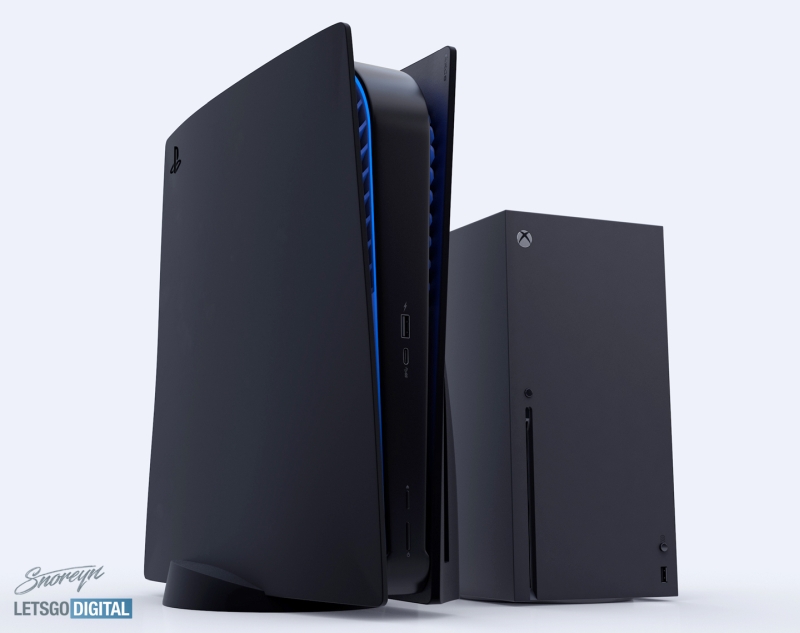 PS5 w czarnej obudowie porównany z Xboksem Series X. Świetna wizualizacja PlayStation 5