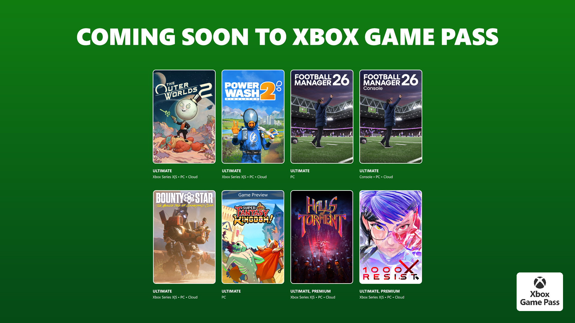 Xbox Game Pass październik / listopad 2025