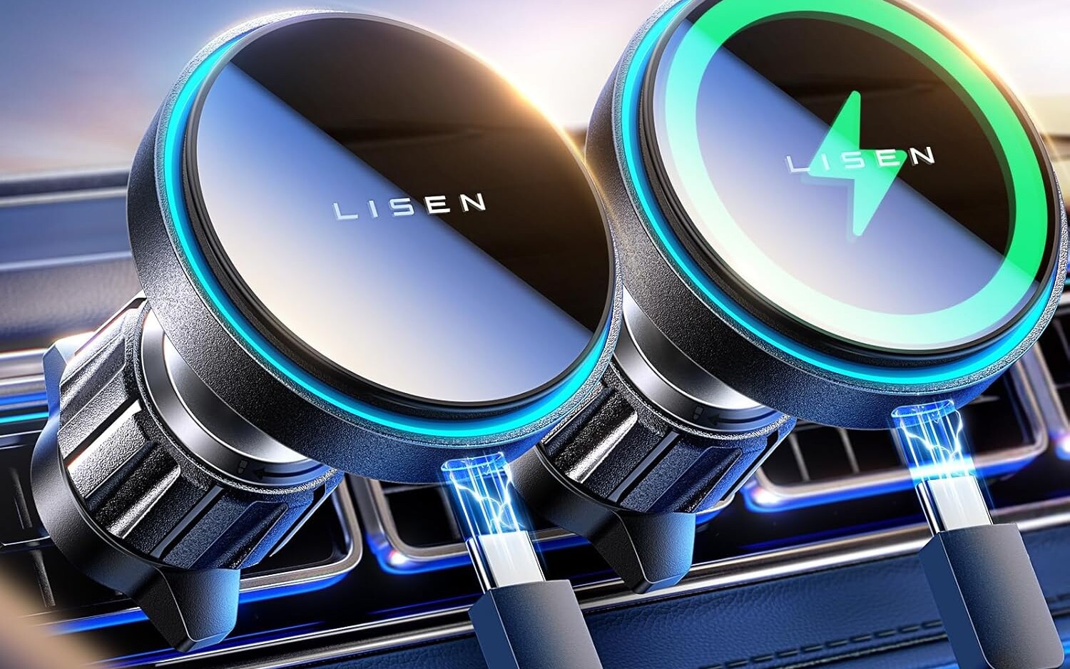 Uchwyt samochodowy z magnesem LISEN i ładowarką za 44 zł