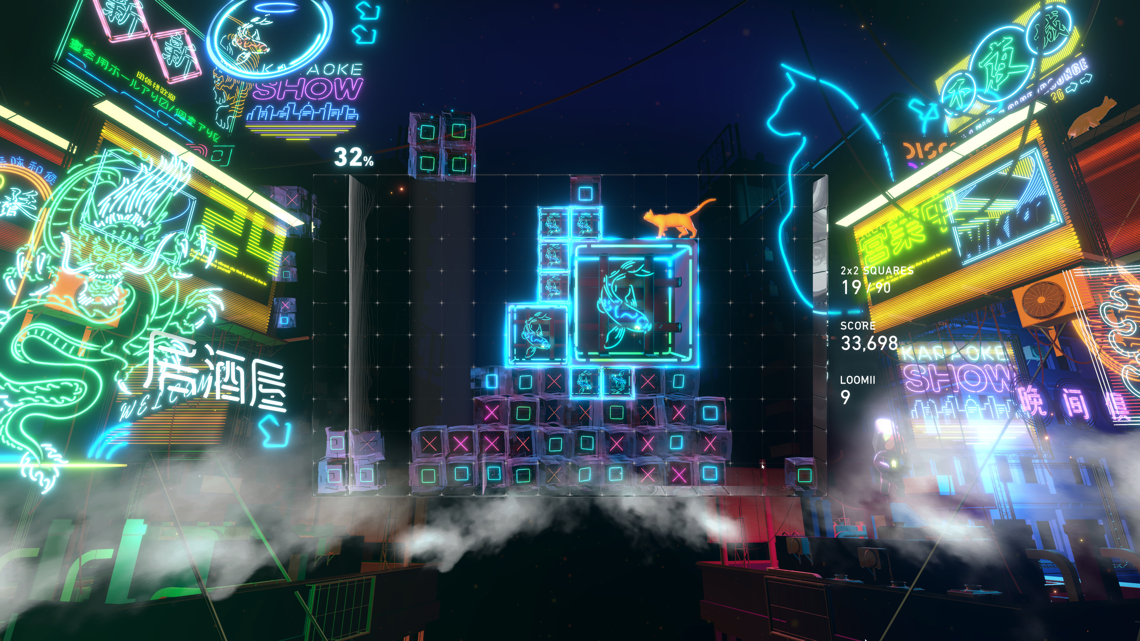 Lumines Arise - recenzja gry. Neony i koty