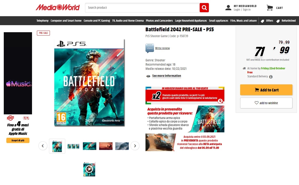 Beta Battlefield 2042 nadciąga? Termin rozgrywek mógł zostać ujawniony przez włoski sklep