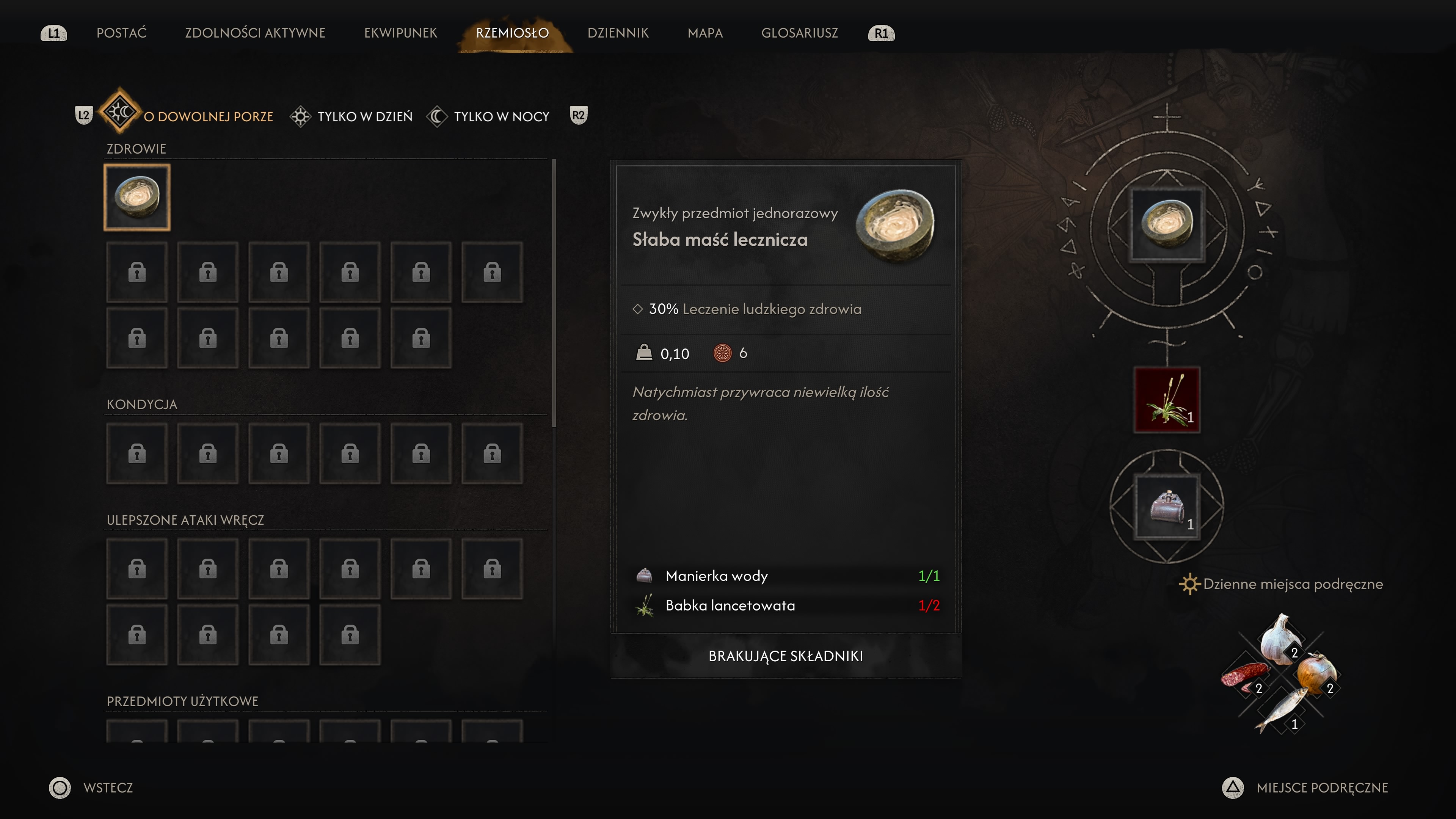 The Blood of Dawnwalker - Rzemiosło, efekty jedzenia i przedmiotów jednorazowych