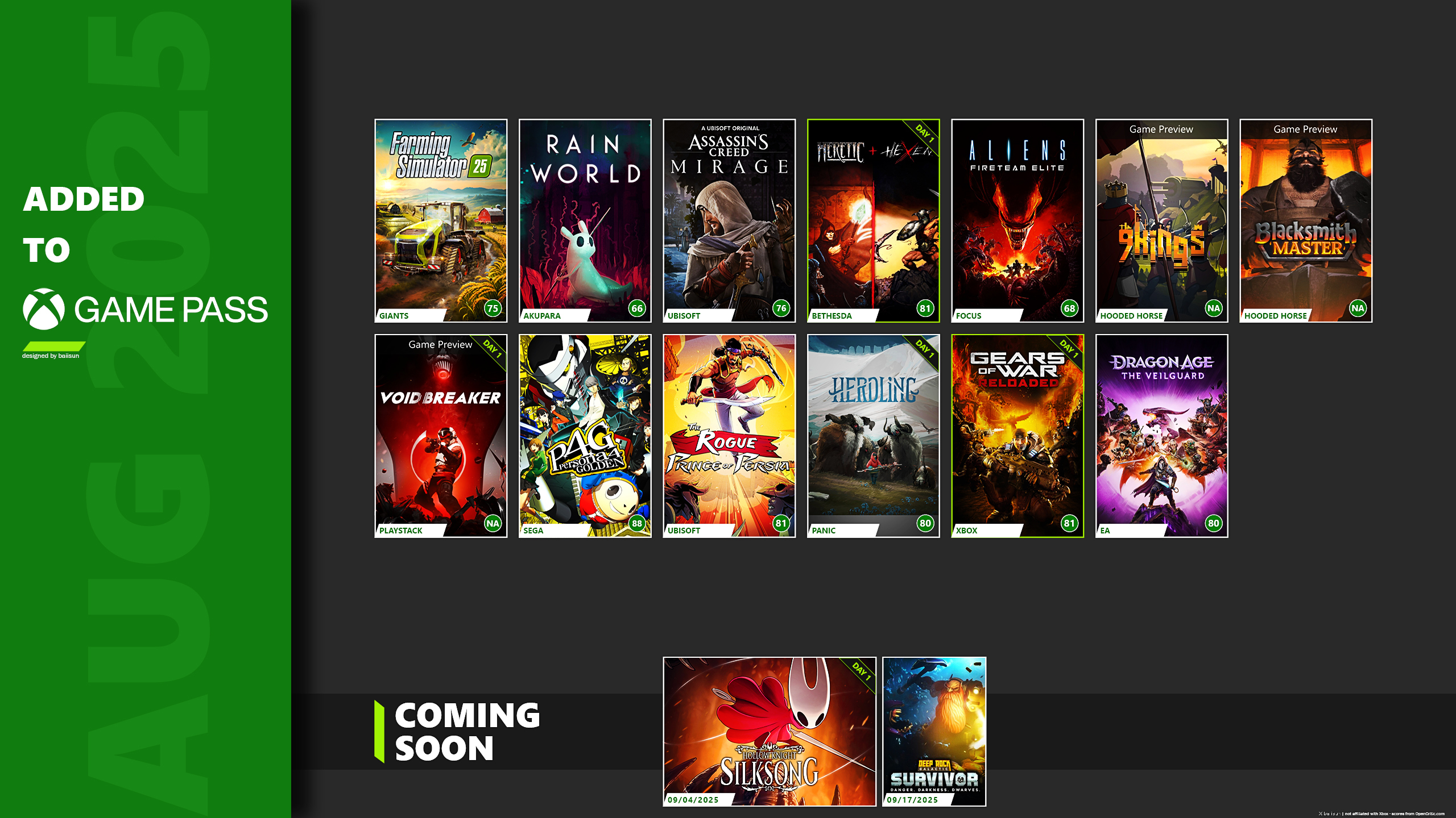Xbox Game Pass sierpień 2025
