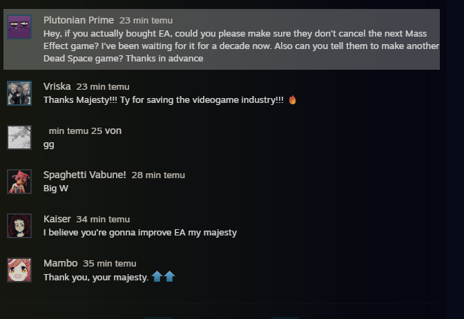 Książę Arabii znaleziony na Steamie. Świętuje wielkie przejęcie EA, a gracze nie zawodzą