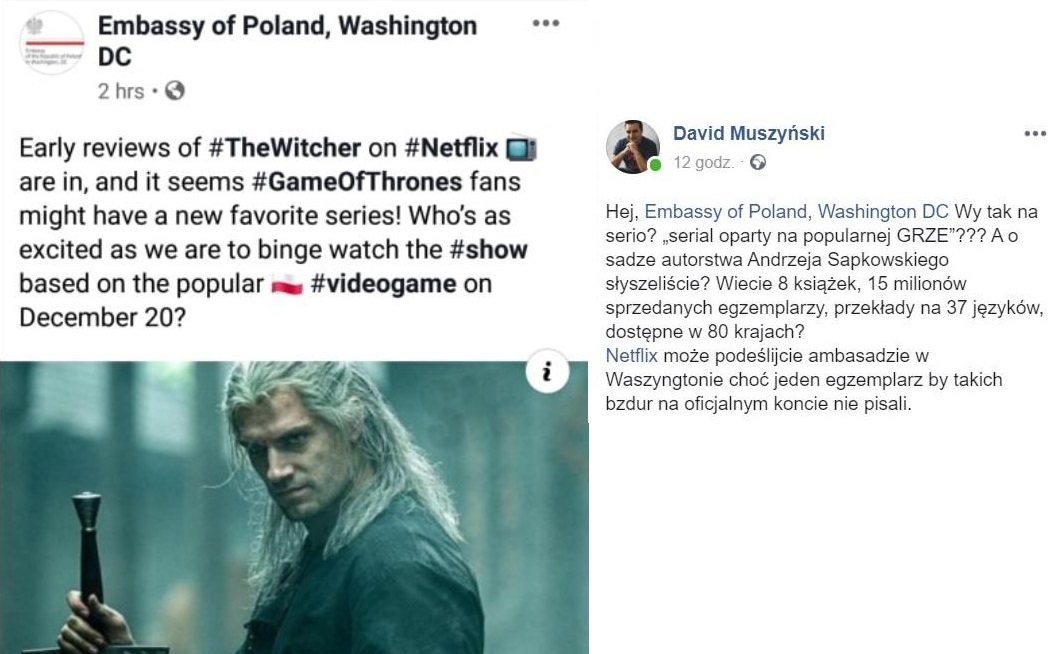Wiedźmin od Netflix na podstawie gier CD Projekt Red? Polska ambasada zapomniała o Andrzeju Sapkowskim
