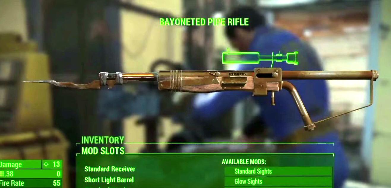 Schemat sterowania w Fallout 4: uderzenia kolbą i rzuty granatami; gra wspiera preload