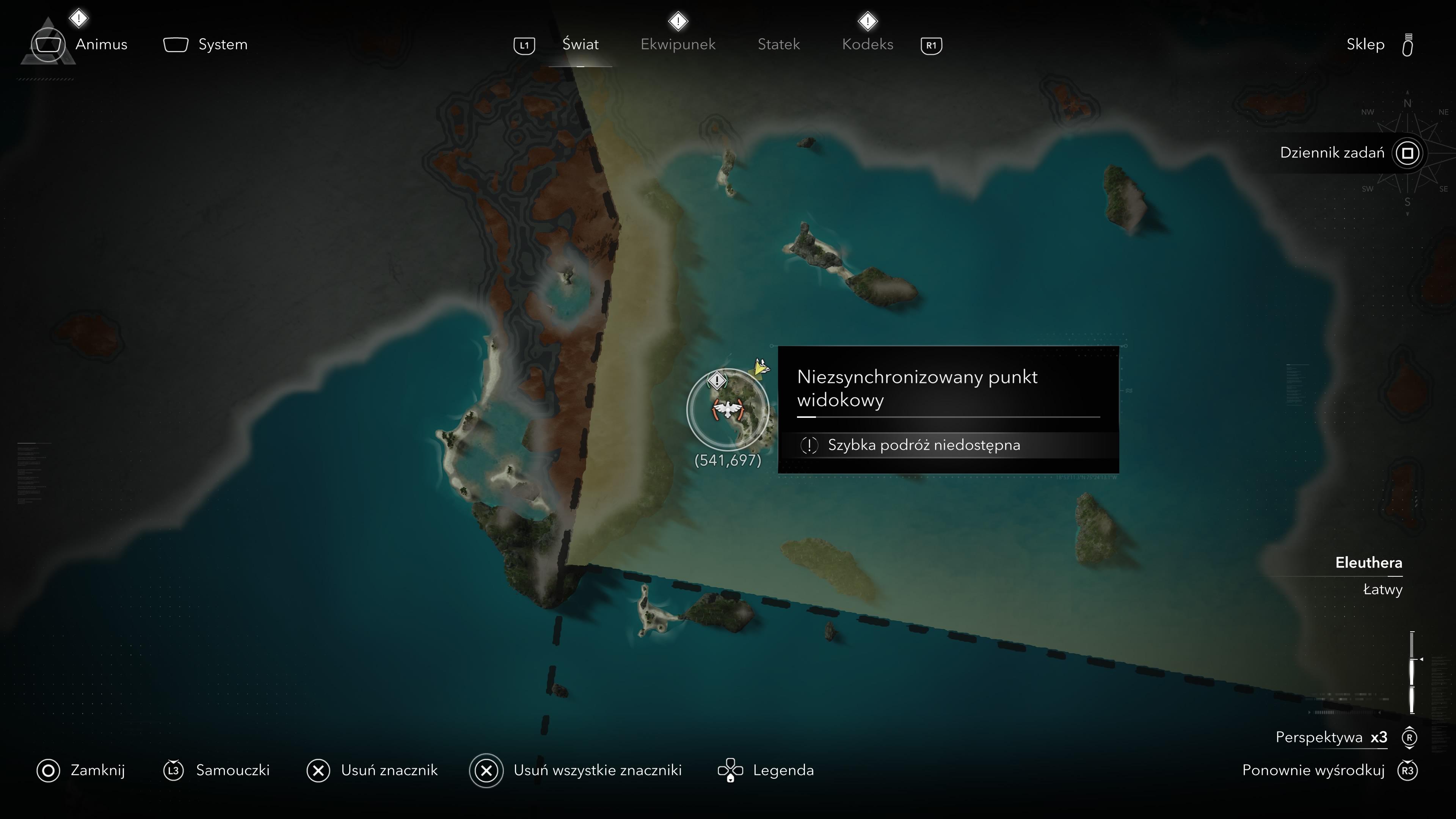 Assassin's Creed Black Flag Resynced - Wieże synchronizacyjne, punkty widokowe na Wyspa Andreas