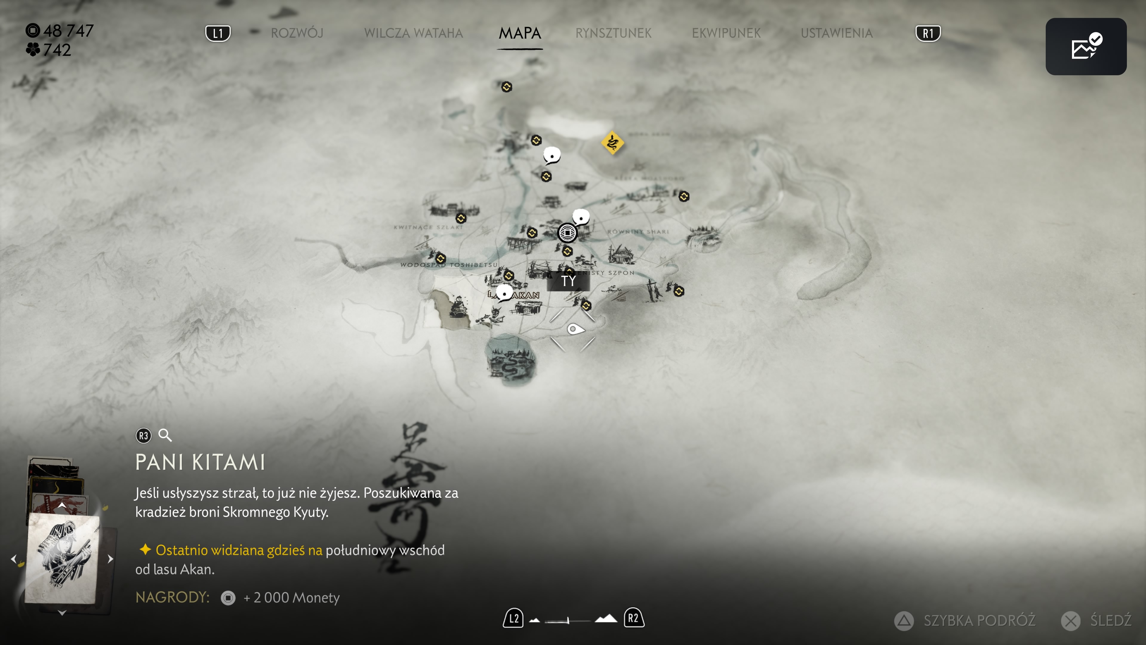 Ghost of Yotei Echoes of Sekigahara - Pani Kitami: Las Akan, strzelec, Kyuta, Żmije