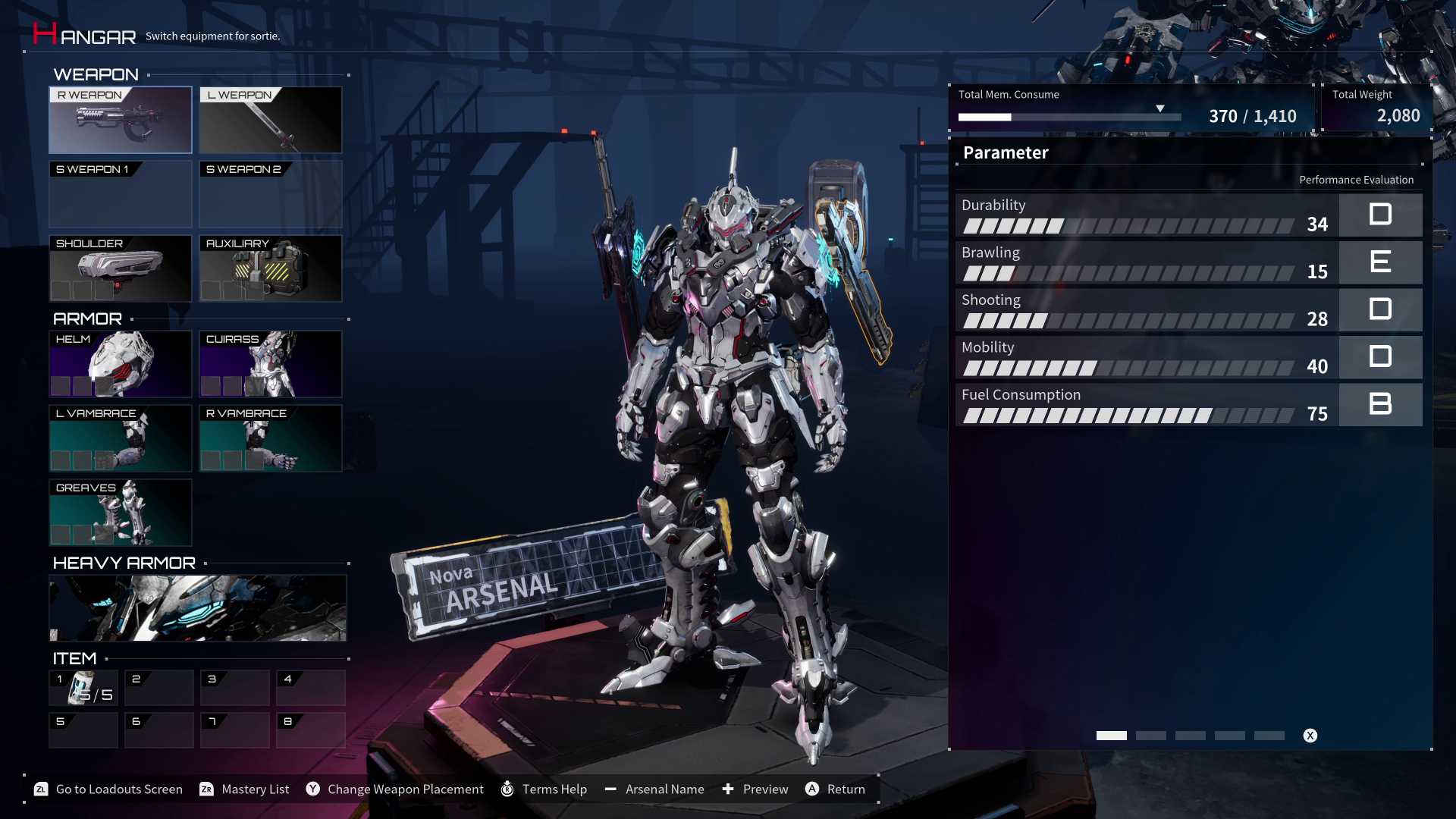Daemon X Machina: Titanic Scion - recenzja - rozwój postaci hangar