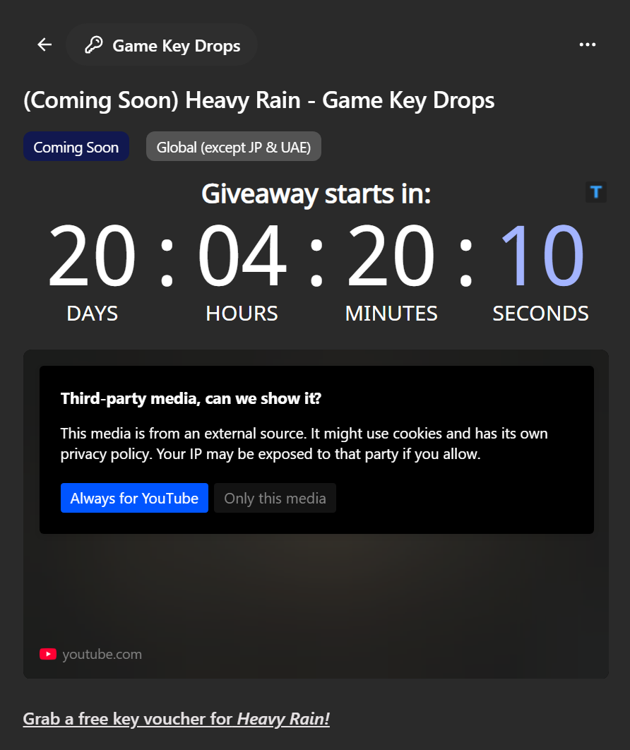 Heavy Rain za darmo! Przygotujcie się do promocji wcześniej i ustawcie powiadomienie