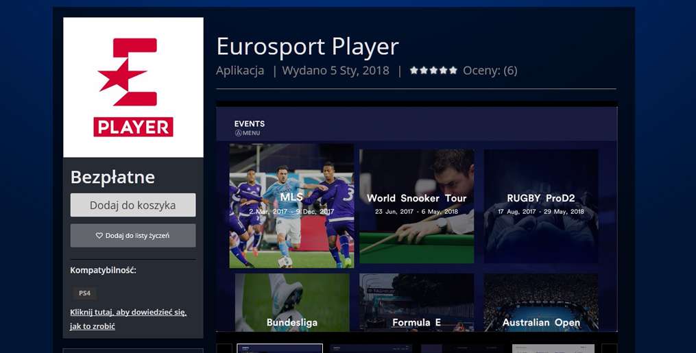 Eurosport Player dostępny na PS4