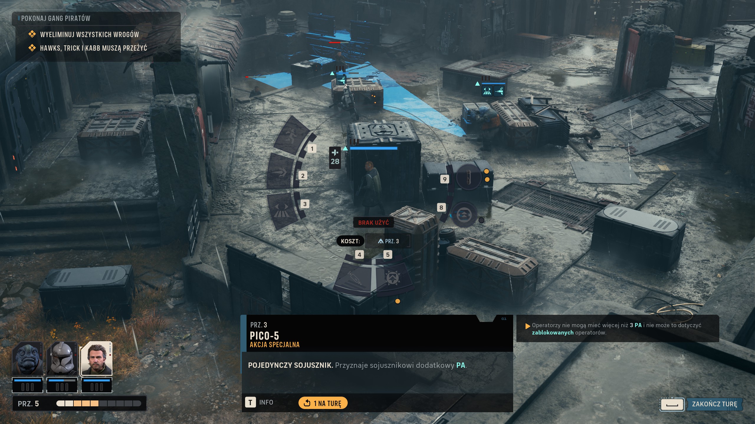 Star Wars Zero Company - Zwiększenie PA (punktów akcji) i odzyskanie HP (punktów zdrowia) w walce