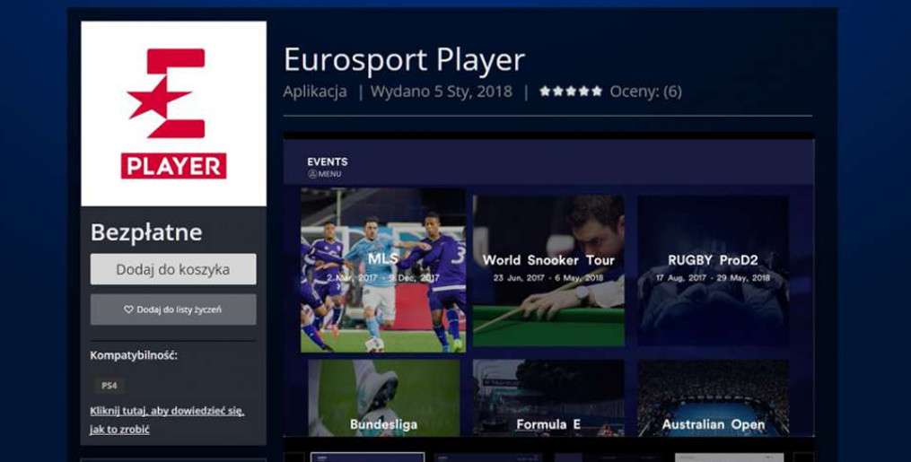 Aplikacja Eurosport Player wraca do PS Store