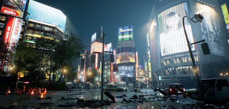 GhostWire: Tokyo na nowym ujęciu przedstawiającym zniszczone miasto