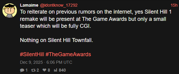 Silent Hill 1 Remake czy Silent Hill Townfall na TGA 2025? Tajemniczy insider uchyla rąbka tajemnicy