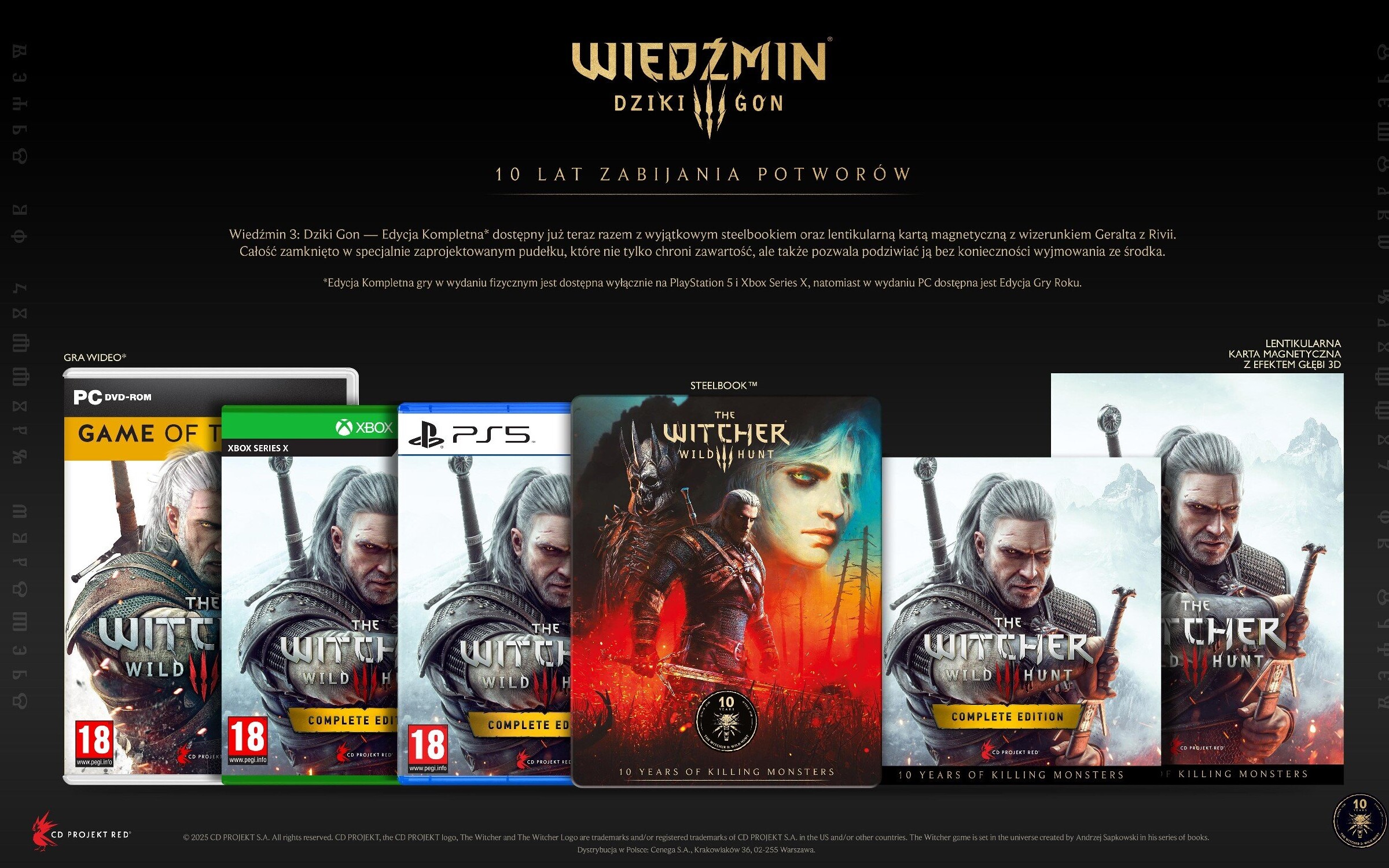 Piękne wydanie Wiedźmin 3 Jubileuszowy steelbook na PC/PS5/XSX od 105 zł