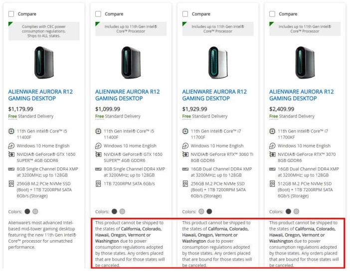 Gamingowe PC pobierają za dużo prądu, więc nie będą dostępne w niektórych stanach USA