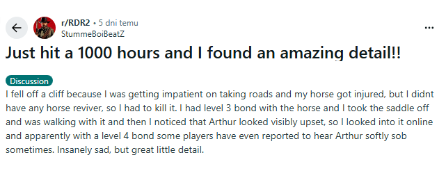 Red Dead Redemption 2 nigdy nie przestanie zaskakiwać. Ujawniono sekret po 1000 godzinach gry