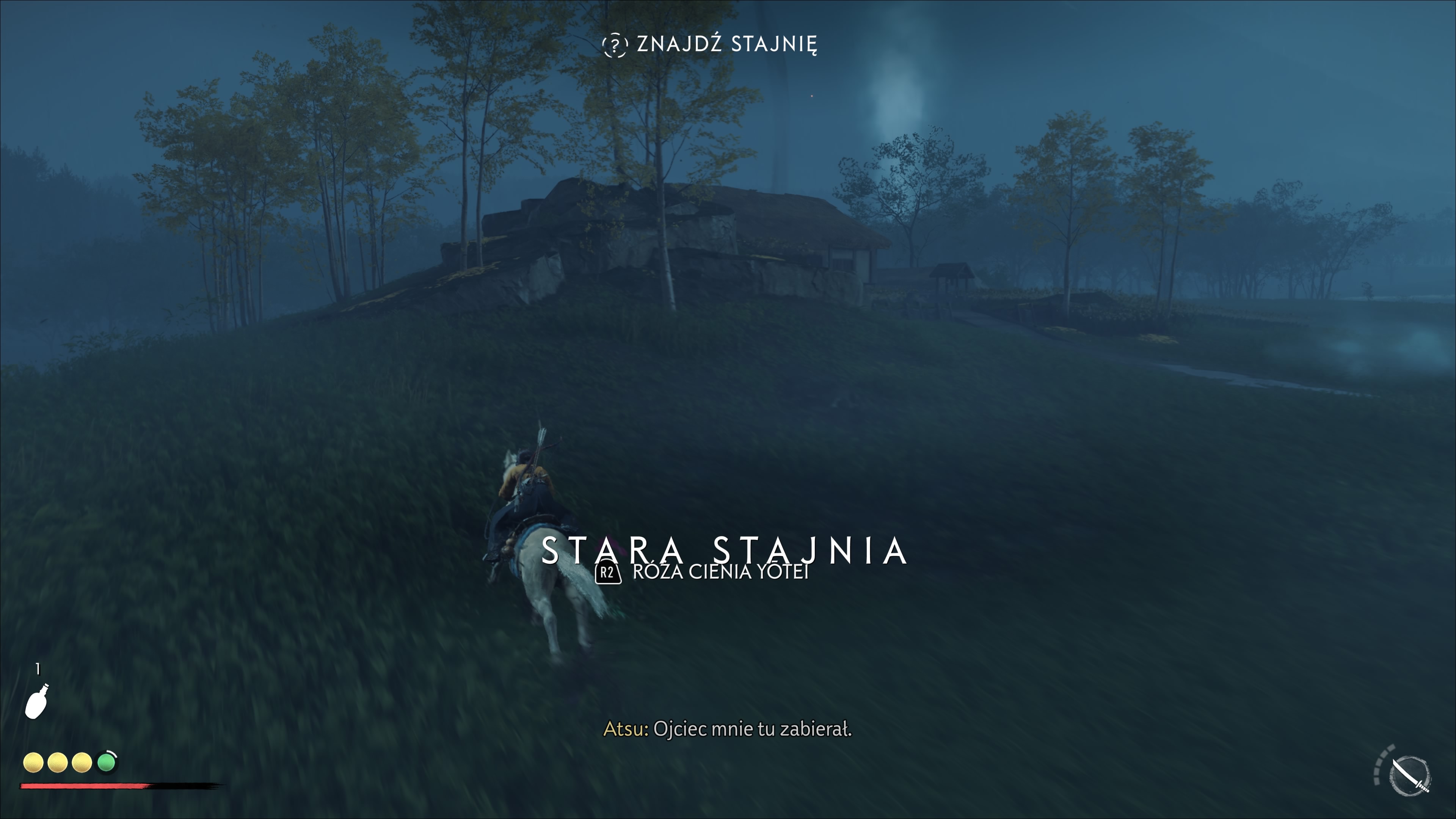 Ghost of Yotei - Stare szlaki: stara stajnia, las Shikotsu, koń, osadnik