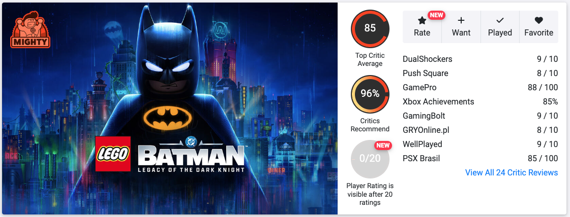 LEGO Batman: Legacy of the Dark Knight - oceny