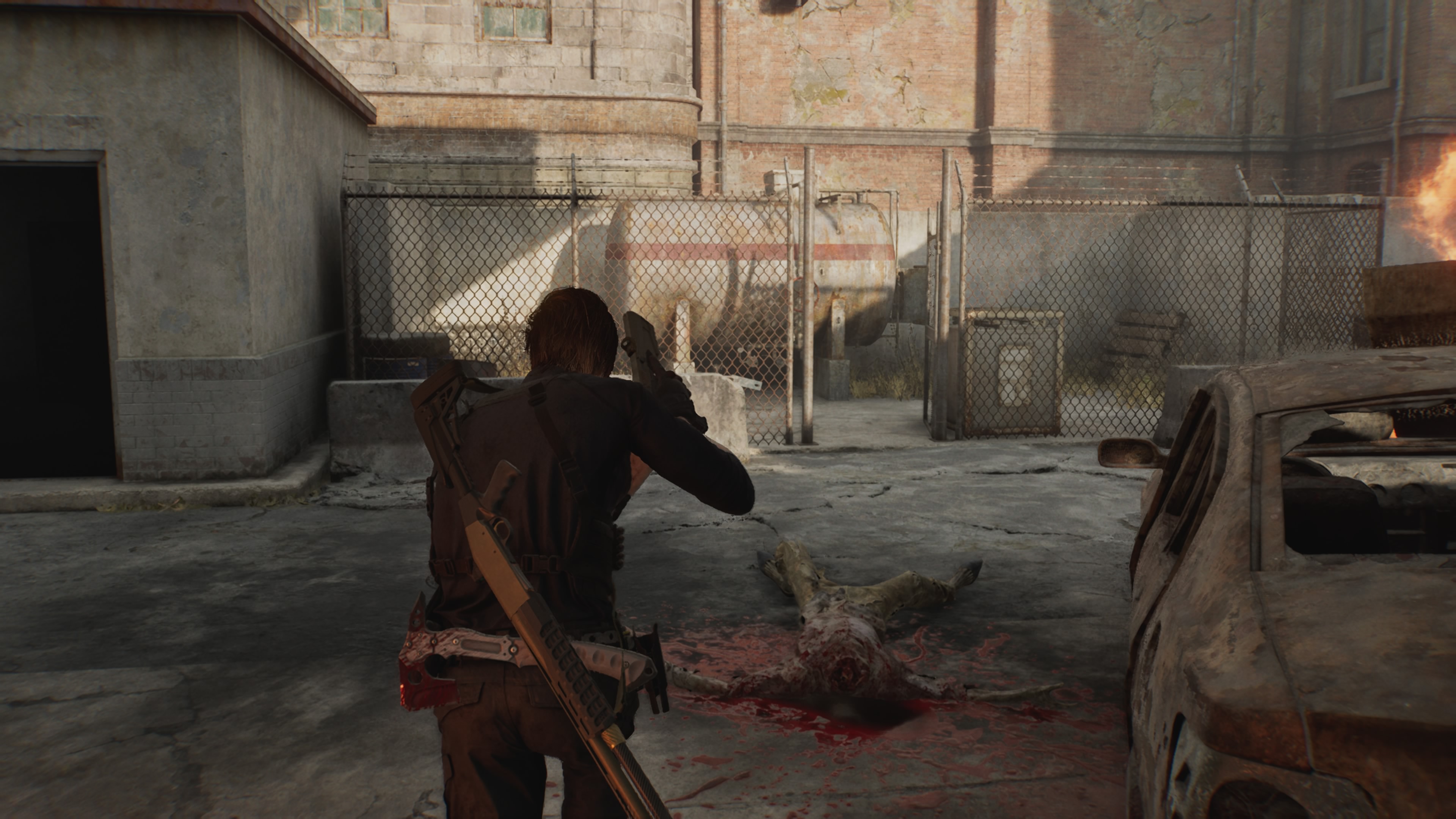 Resident Evil Requiem - Leon: kontenery, zestaw naprawczy, stacja benzynowa, paliwo, plac budowy, generatory