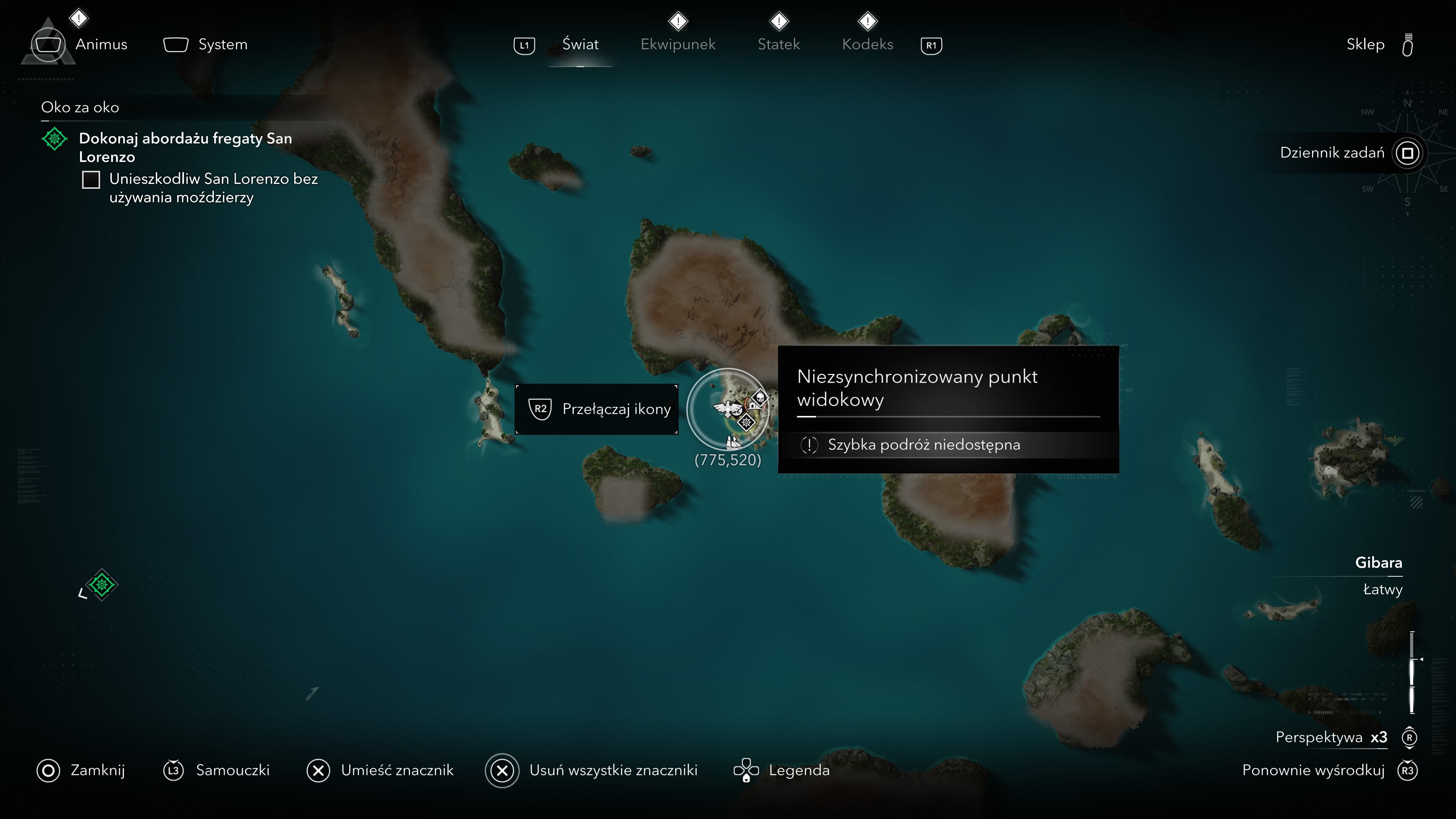 Assassin's Creed Black Flag Resynced - Wieże synchronizacyjne, punkty widokowe na Crooked Island