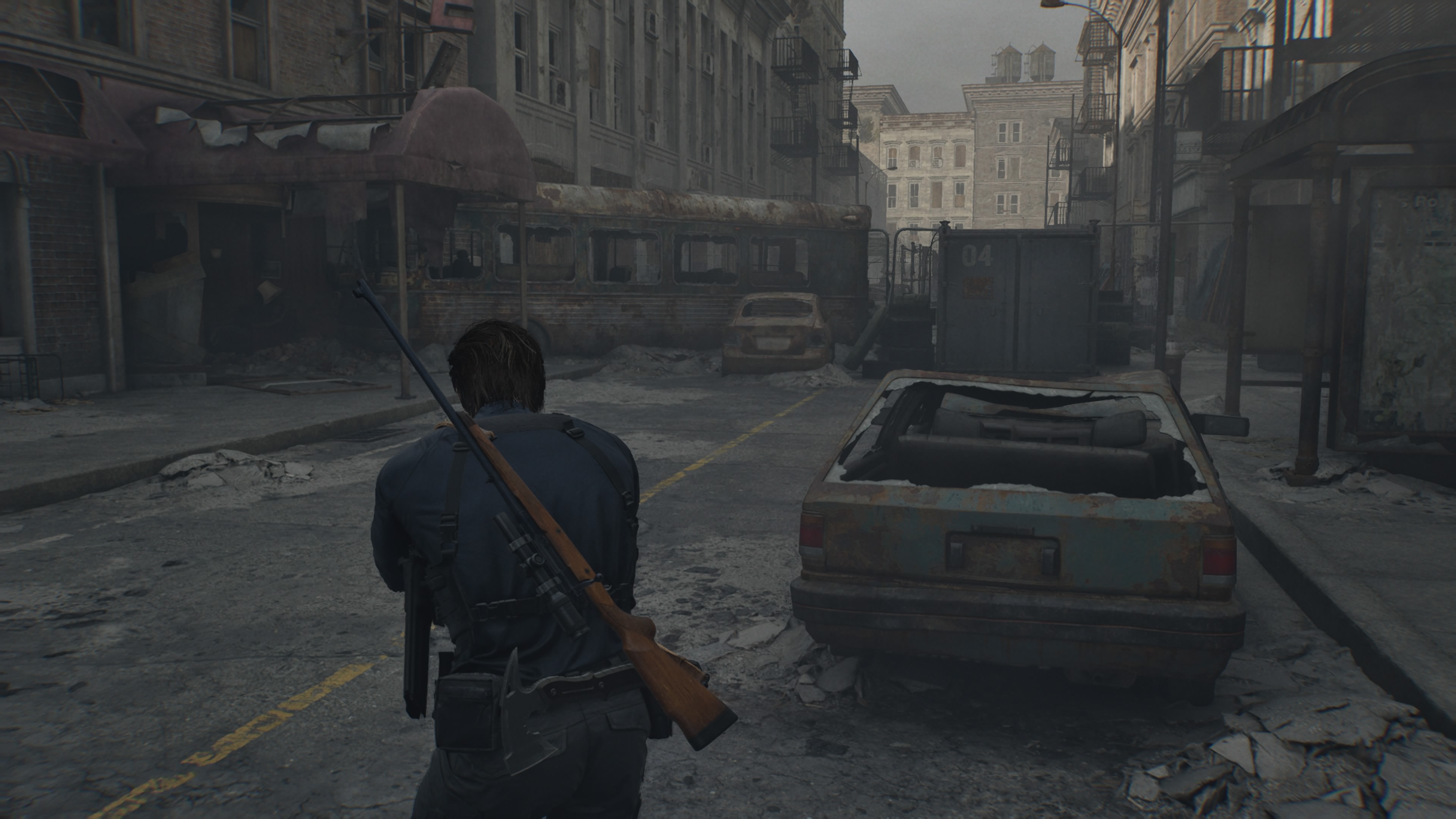 Resident Evil Requiem - Leon: Raccoon City, Spencer, ulice miasta, kontener, pająk-gigant, stacja Ridgewood