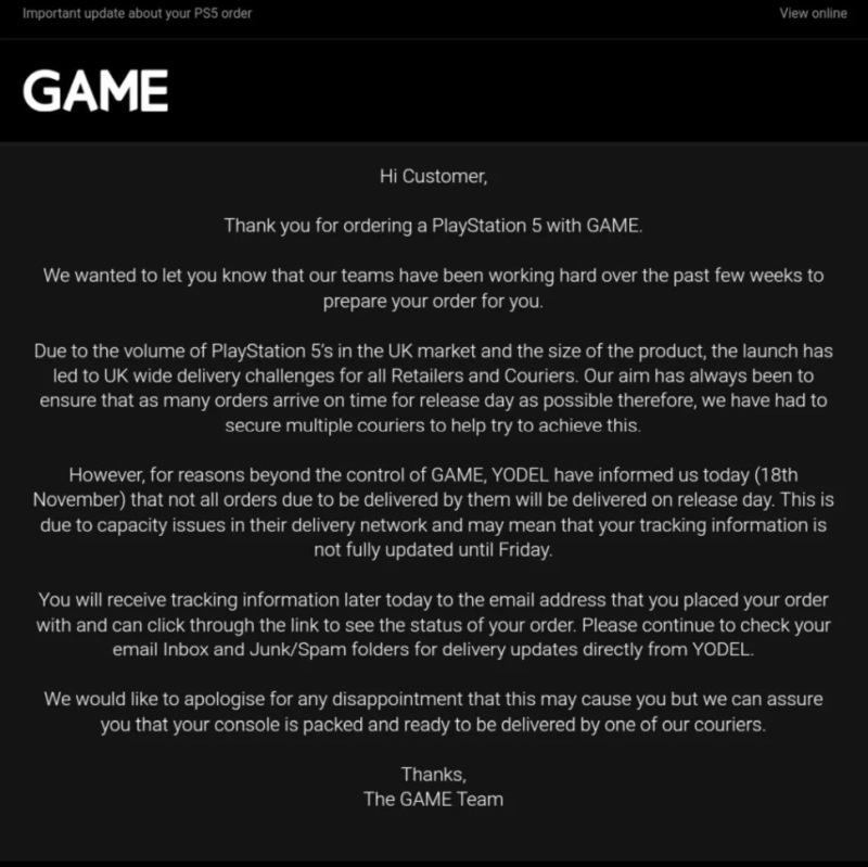PS5 nie trafił do niektórych graczy, bo konsola jest za duża. GAME się tłumaczy