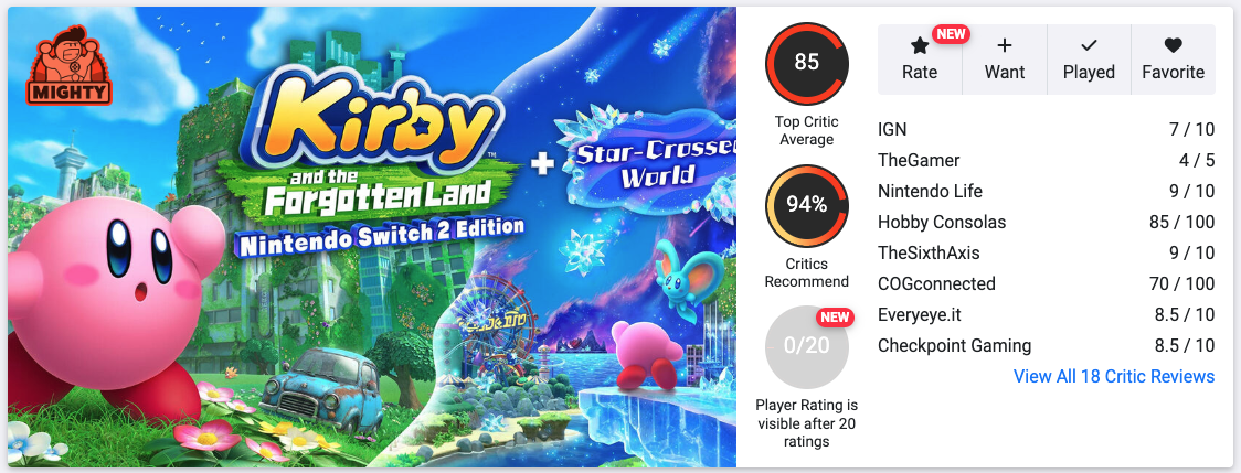 Kirby and the Forgotten Land – Nintendo Switch 2 Edition + Star-Crossed World - oceny