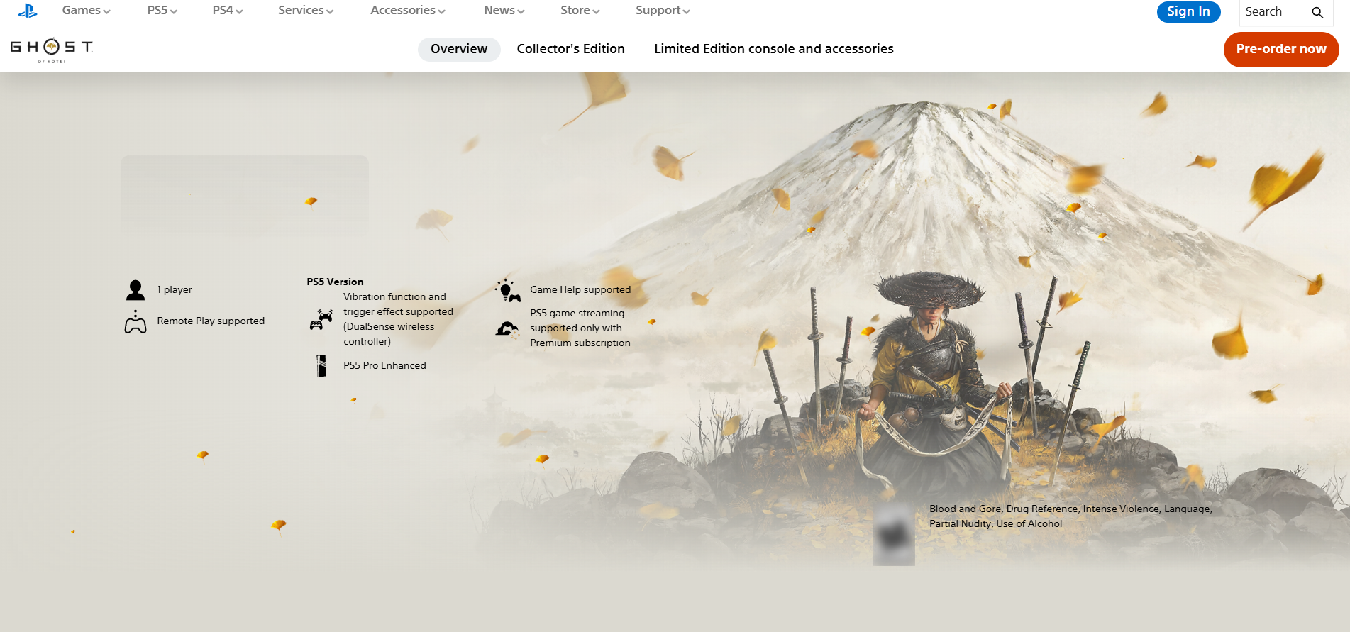 Ghost of Yotei PlayStation Store Canada - premierowa cena do pewnego momentu