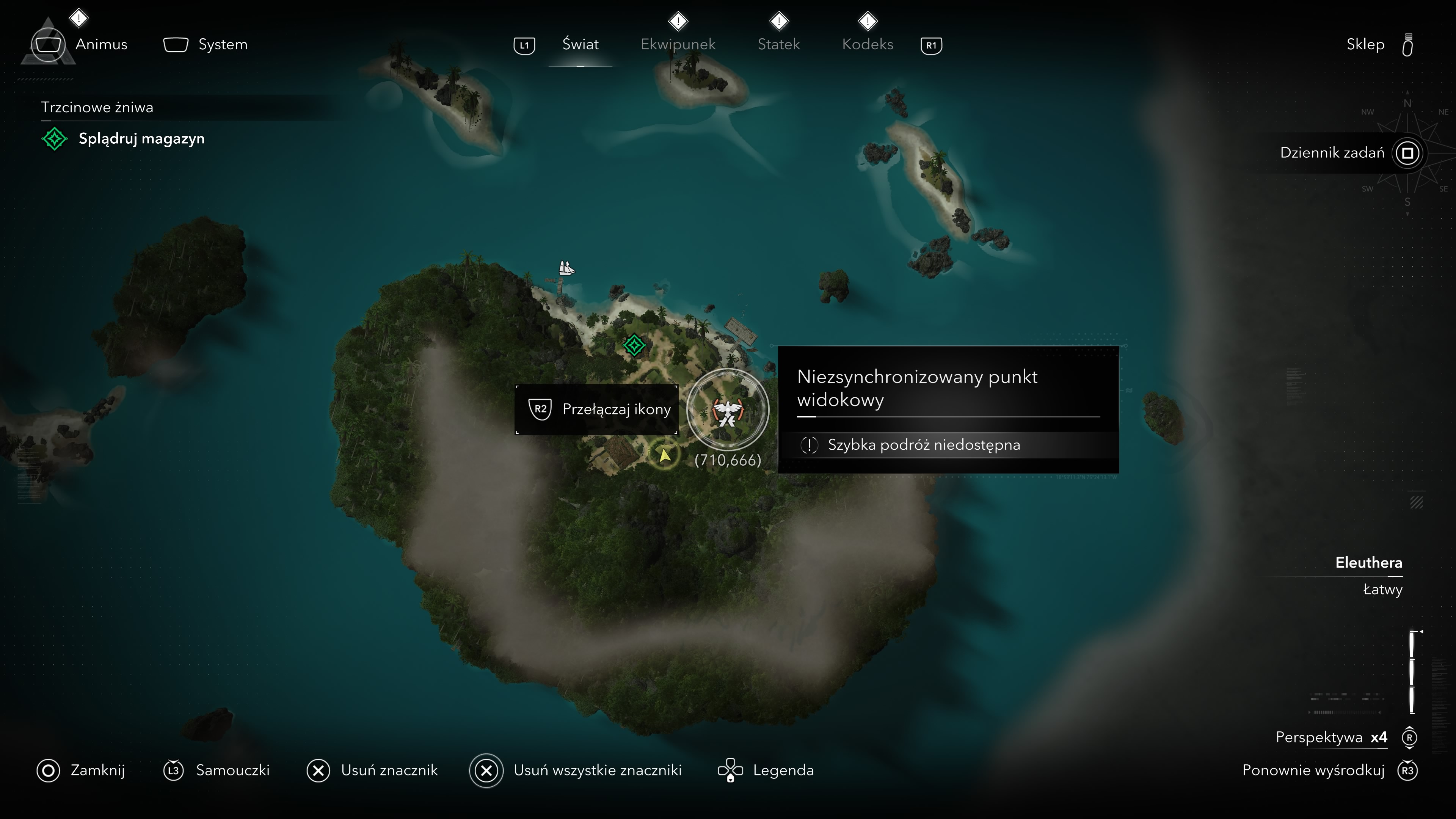 Assassin's Creed Black Flag Resynced - Wieże synchronizacyjne, punkty widokowe na Wyspa Kotów