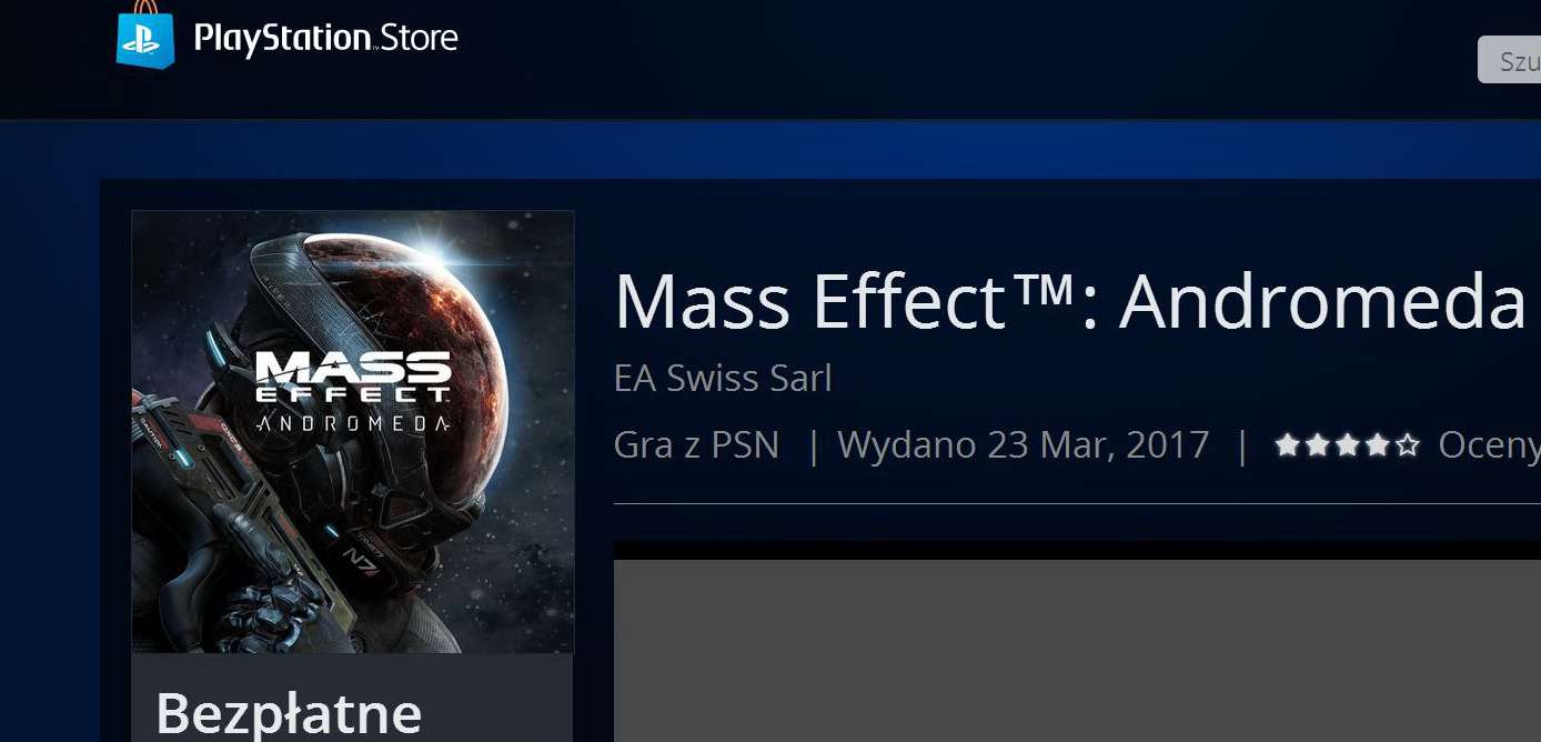 Mass Effect: Andromeda za darmo na PS Store? Pomyłka w opisie wersji Trial