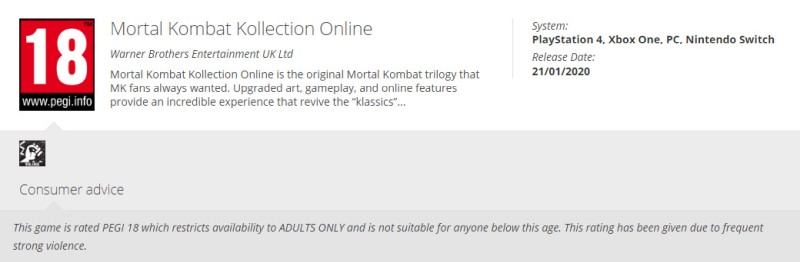 Mortal Kombat Kollection Online ujawnione przez PEGI! Nadciąga remaster trylogii Mortal Kombat