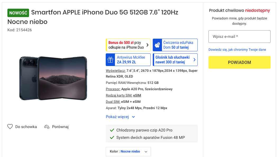 iPhone Duo wyprzedany