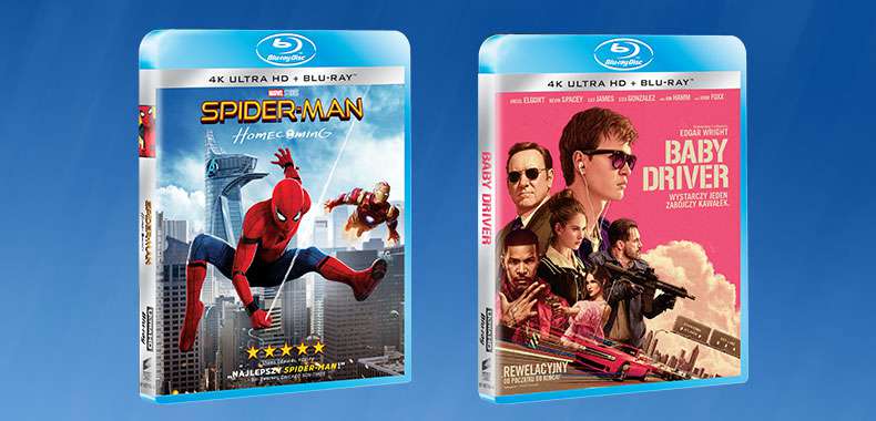 Spider Man: Homecoming i Baby Driver na DVD, Blu-ray i Blu-ray 4K