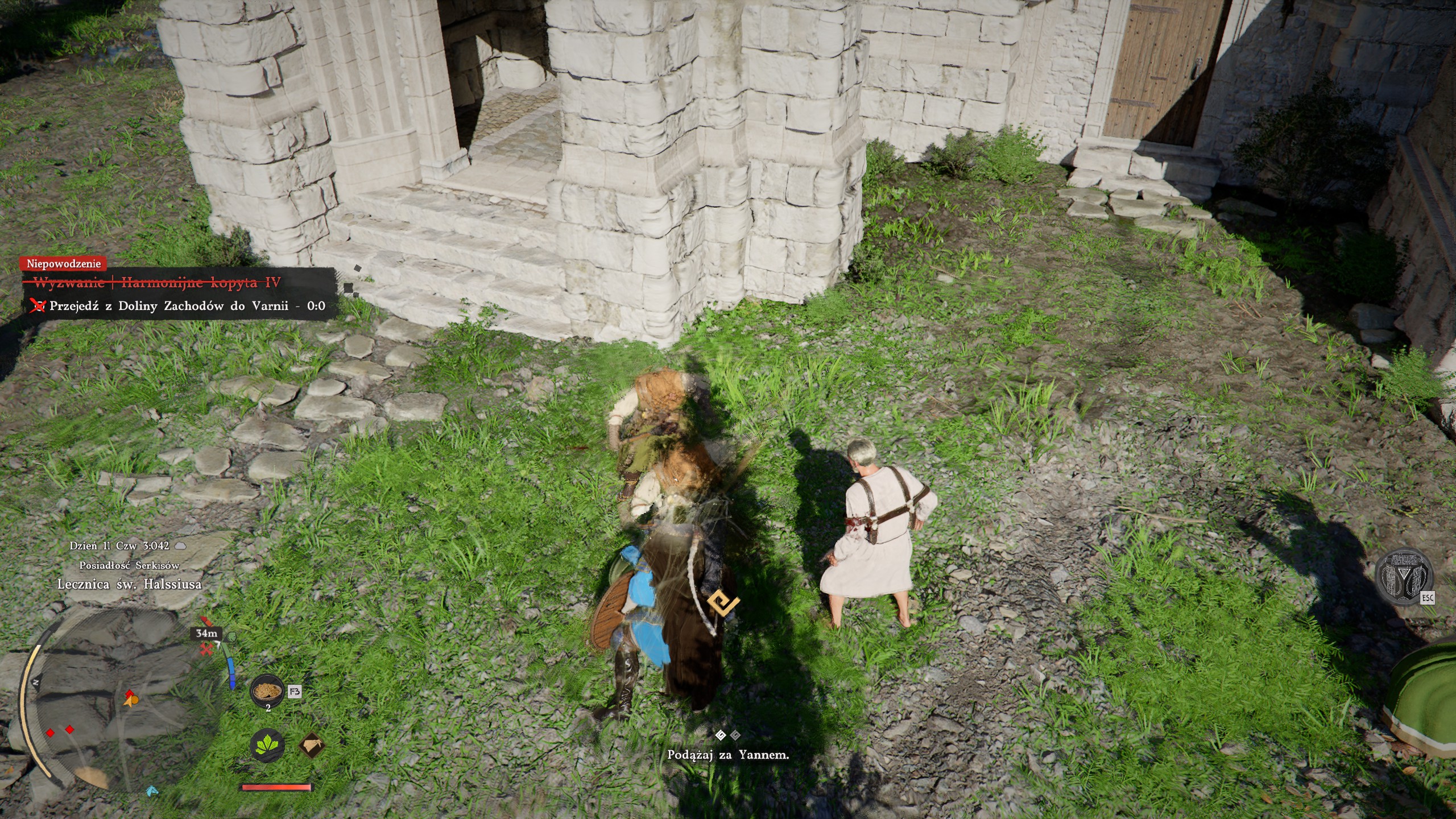 Crimson Desert - Znajome klątwy: towarzysz Szarogrzywy, lecznica, Halsius, infiltracja, skradanie, Yann