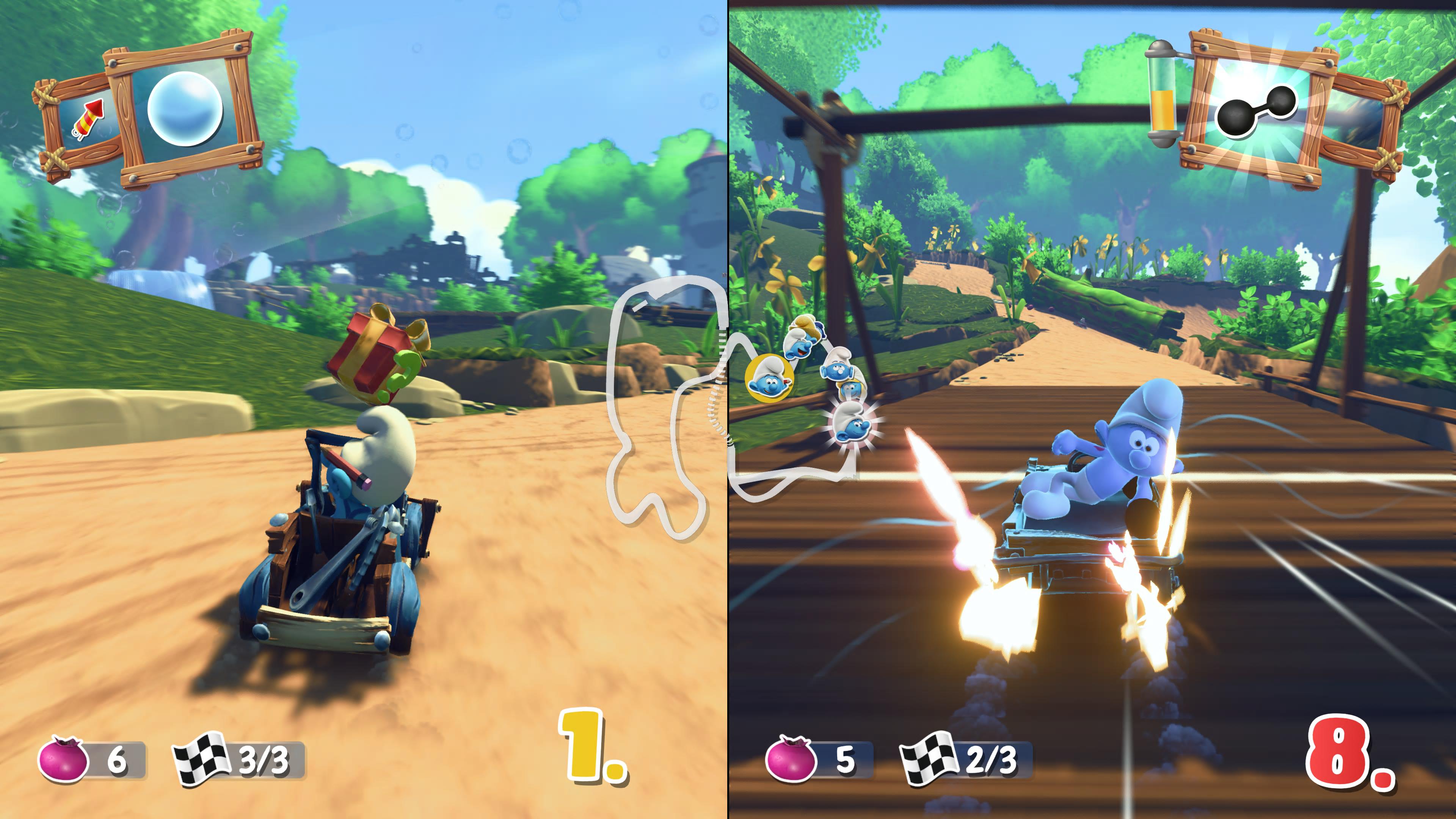 Smerfy Kart – recenzja i opinia o grze [PS5]. Rywalizacja dwóch graczy