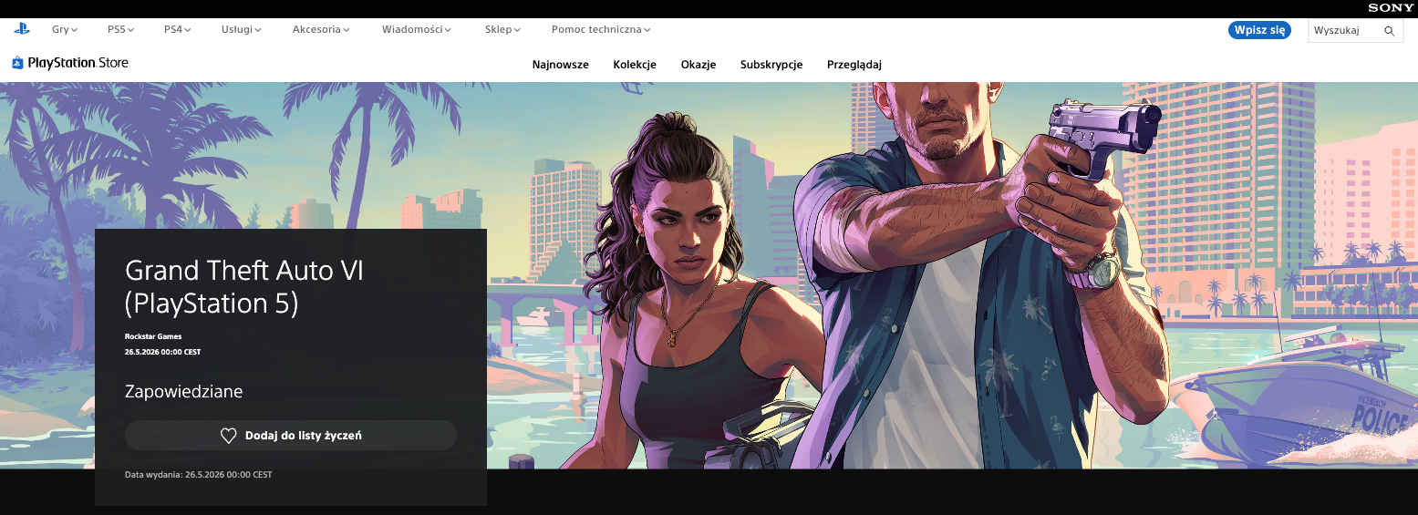 GTA 6 na PlayStation Store