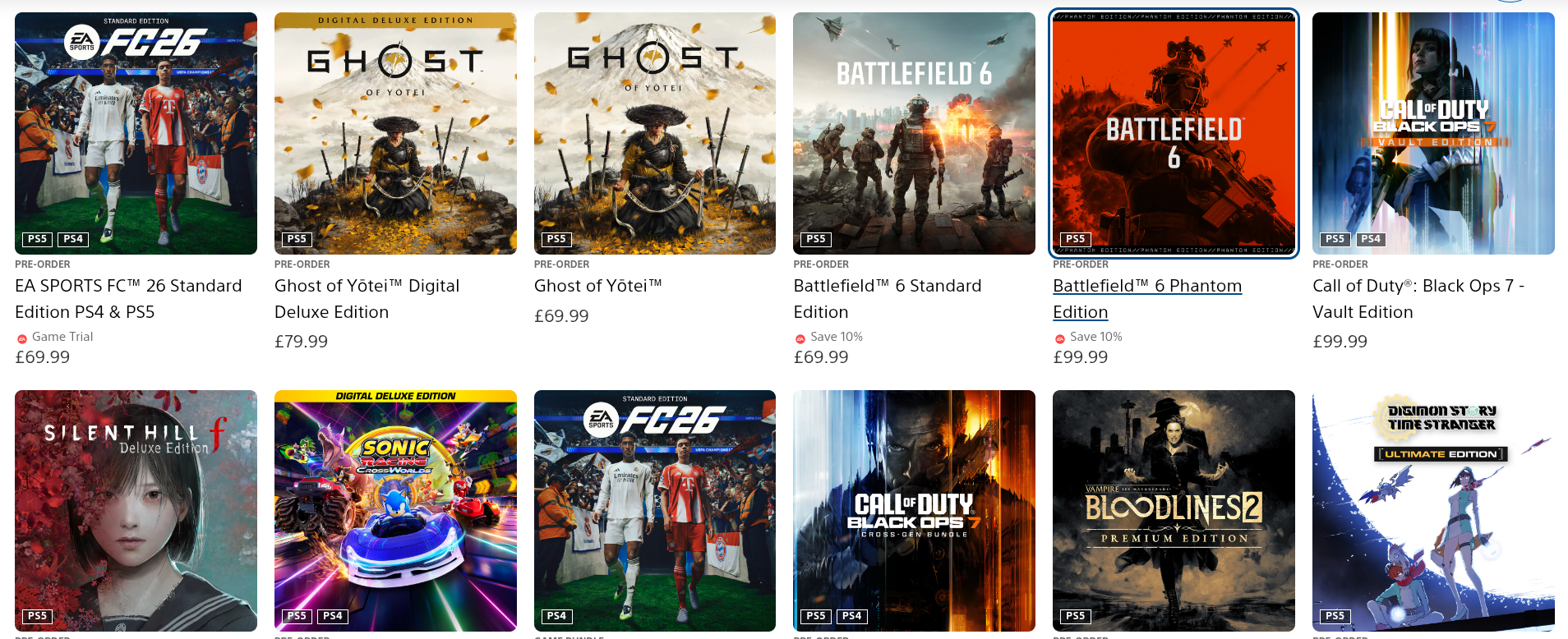 Ghost of Yotei UK PS Store ranking preorderów wrzesień 2025