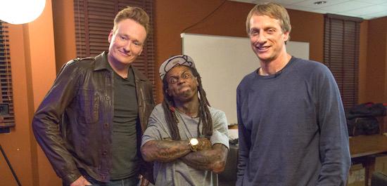 Conan O&#039;Brien testuje Pro Skater 5 w towarzystwie Tony&#039;ego Hawka i Lil Wayne&#039;a