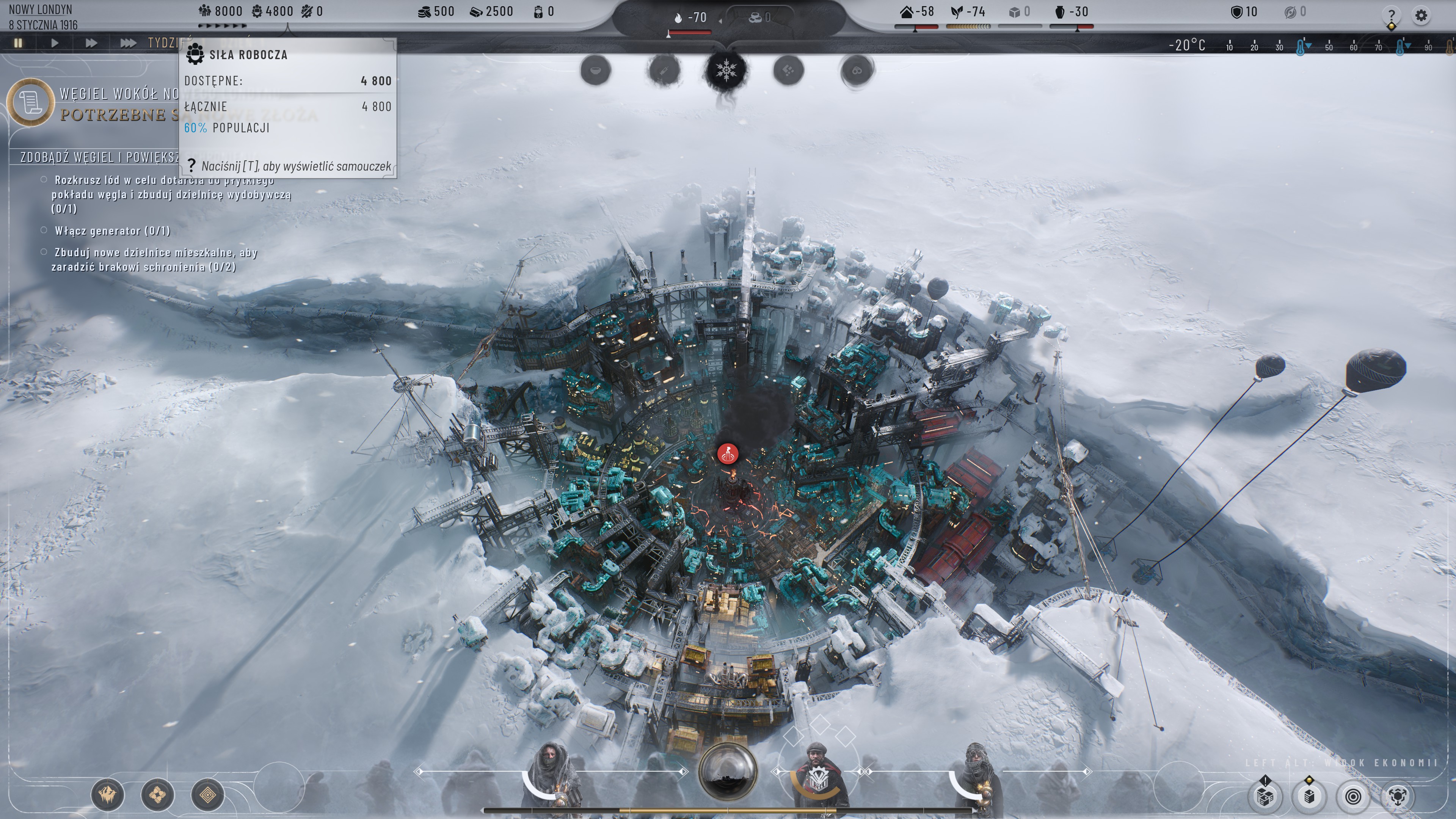 Frostpunk 2 - Siła robocza, chorzy i ranni: robotnicy, szpitale