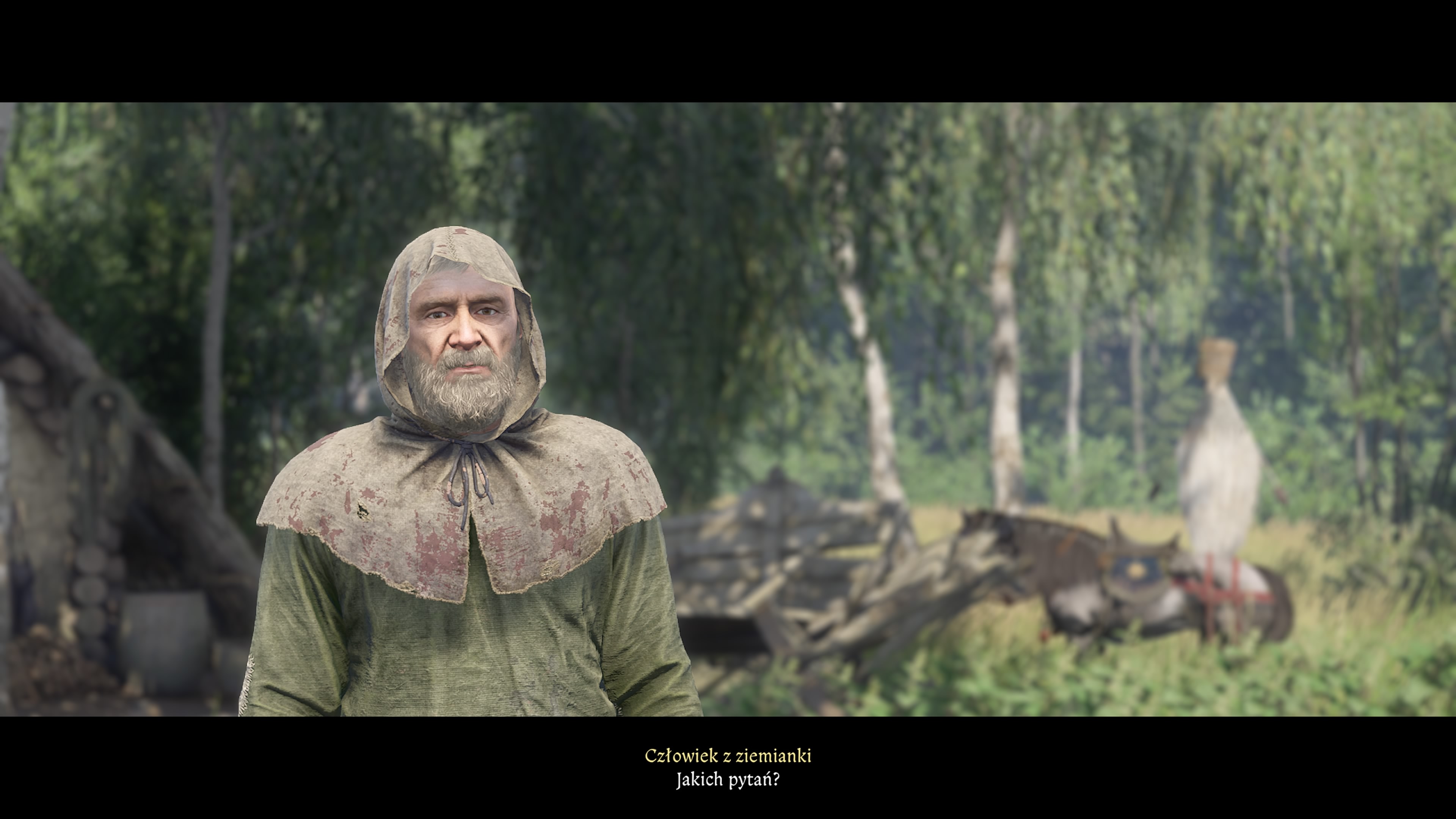 Kingdom Come Deliverance 2 - Obłąkaniec: ziemianka, mężczyzna, miecz, chata, wskazówki