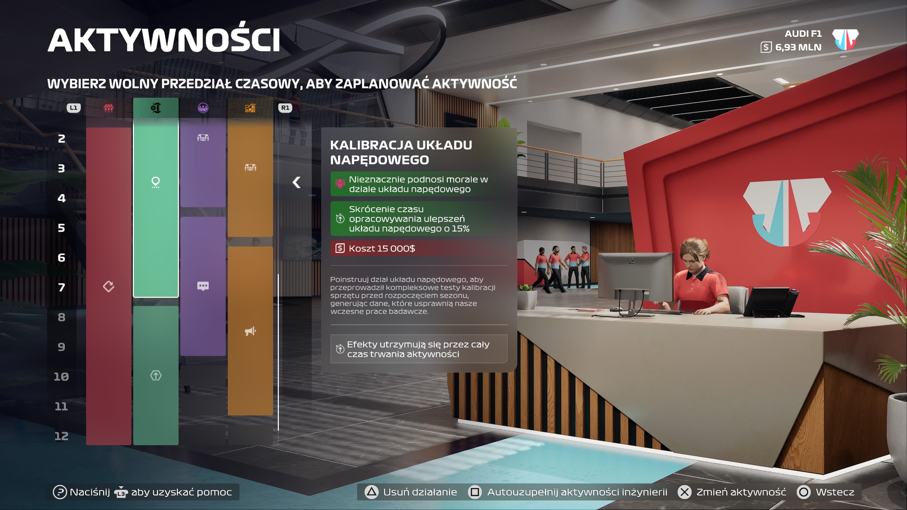 F1 25 - Aktywności, planowanie wydarzeń w weekendzie wyścigowym MyTeam